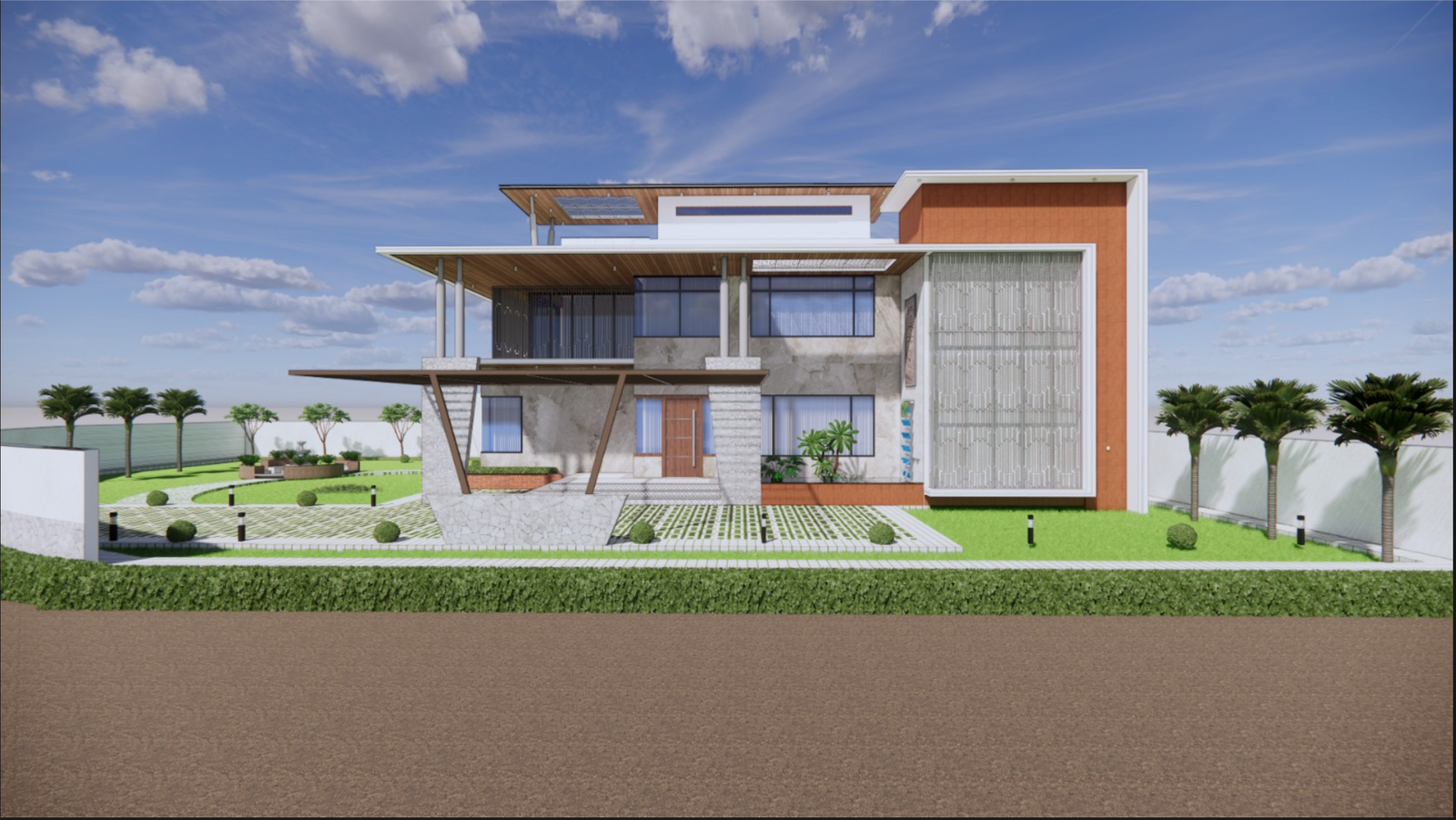 Residential architecture courtyard view